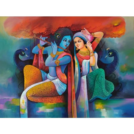  Radha Krishna Canvas Painting