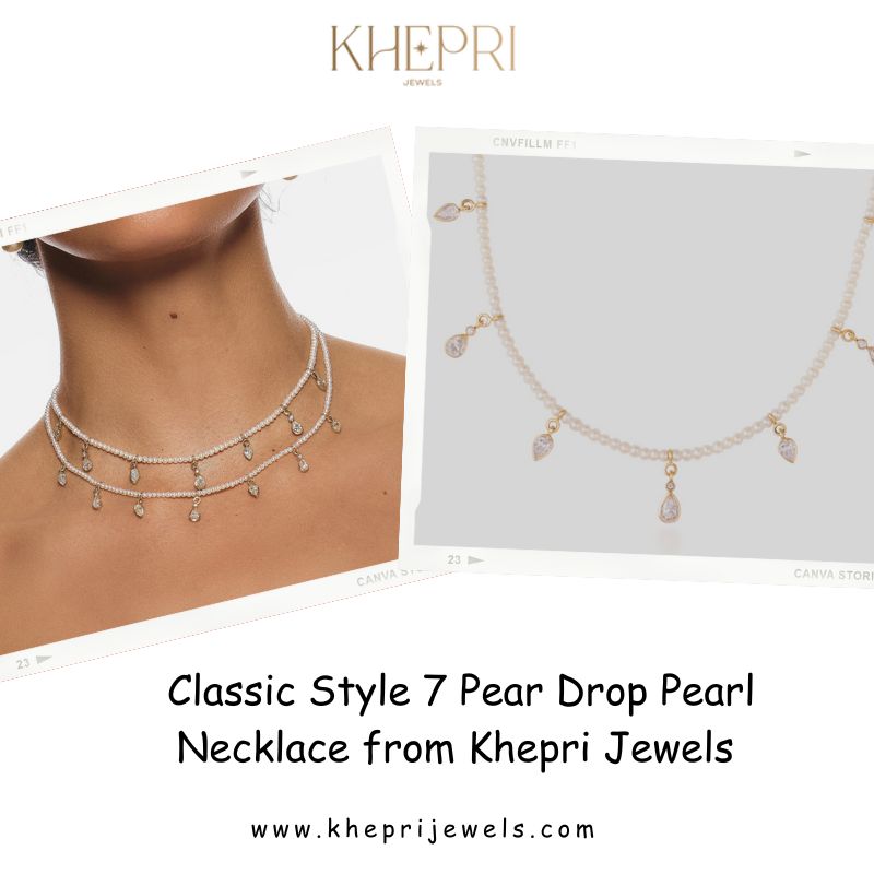  Classic Style 7 Pear Drop Pearl Necklace from Khepri Jewels