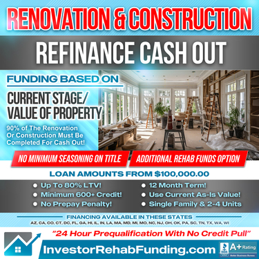  600+ CREDIT – NO SEASONING ON TITLE – REFINANCE CASH OUT INVESTOR FINANCING!