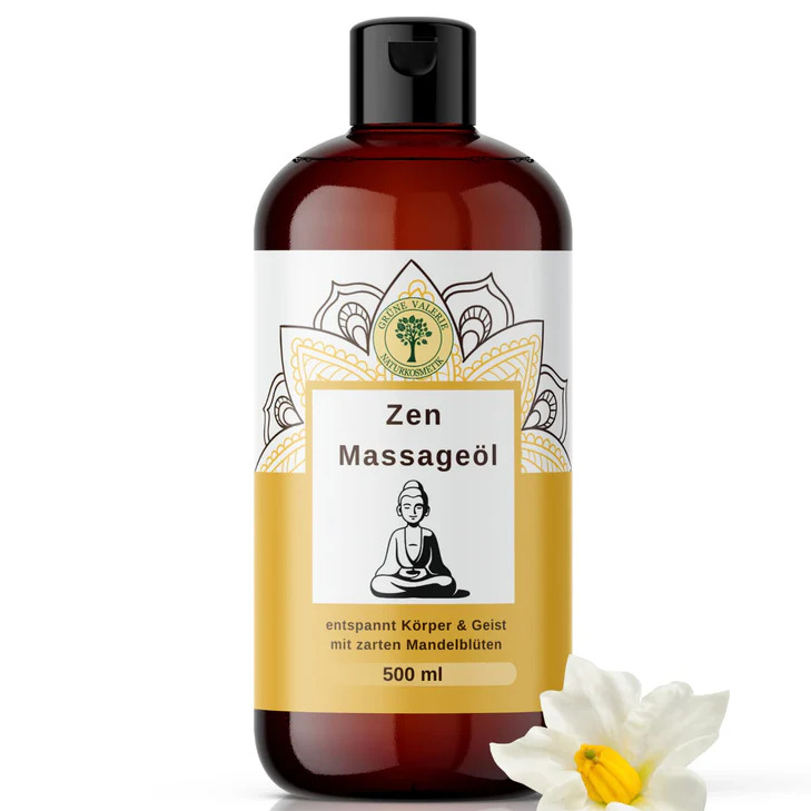  Zen - Massageöl XXL 500 ML - mit süßen Mandeln für tiefe Entspannung