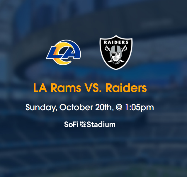  LA Rams VS. Raiders Tickets October 20, 2024