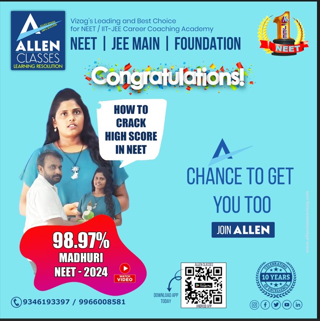  Long-Term NEET and IIT-JEEMAIN Coaching Center in Visakhapatnam! Join ALLEN Classes