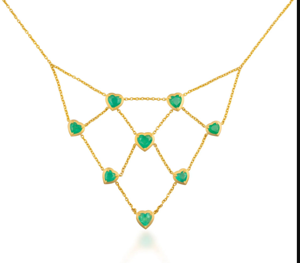  Shop Ishtar Heart Emerald Bib Necklace at Khepri Jewels