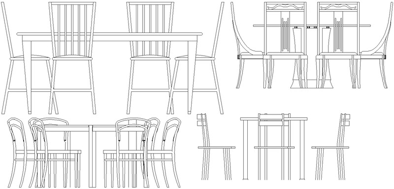  Multi Dining Table and Chair Plan Design AutoCAD DWG