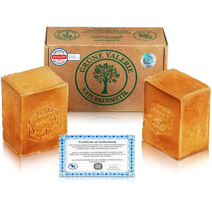  Original Aleppo Seife Set 2 x 200g – 40% / 60% Lorbeeröl/Olivenöl – Natürliches Hautpflegeerlebnis!