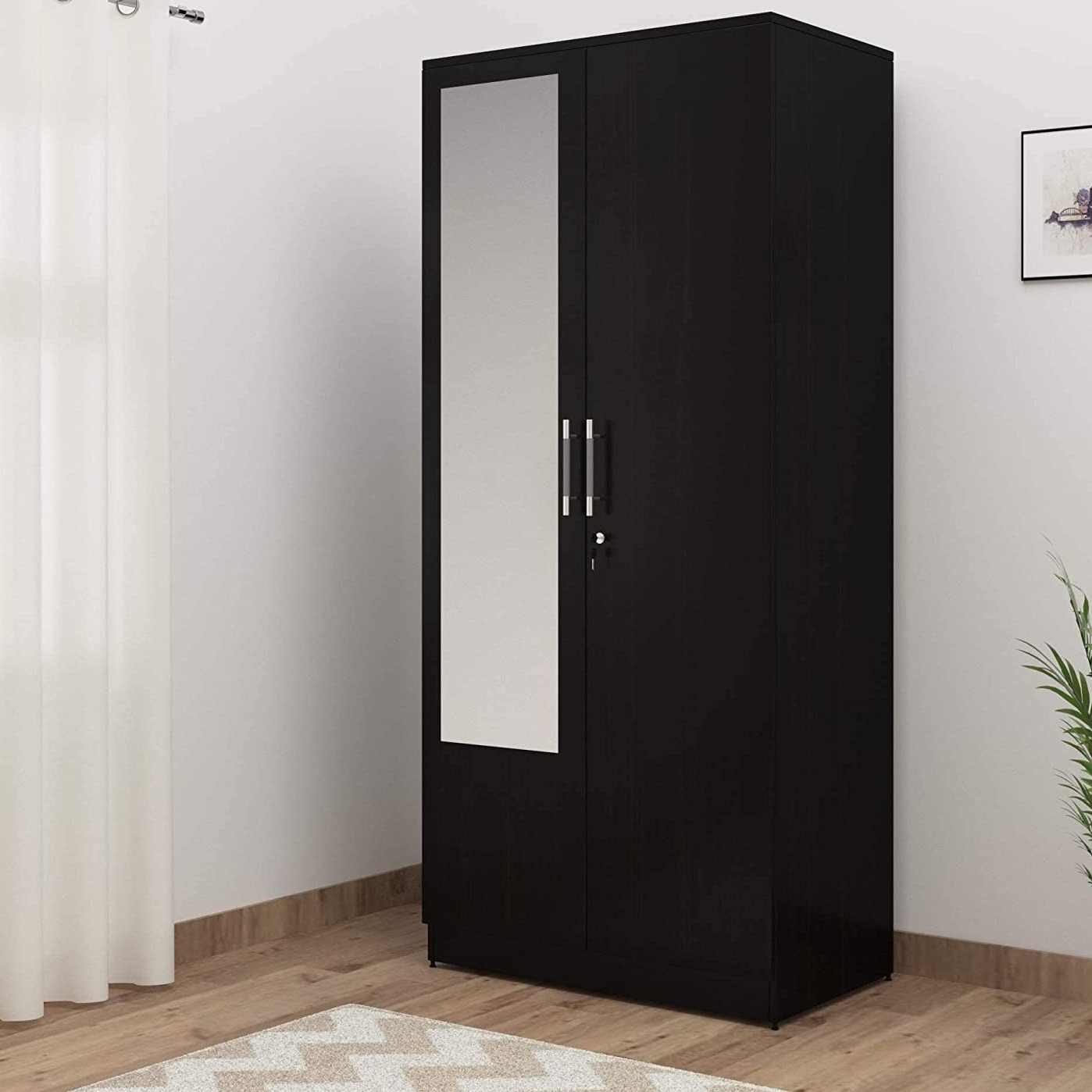  Shop Orlando Dual Door Engineered Wood Wardrobe (Dark Brown)