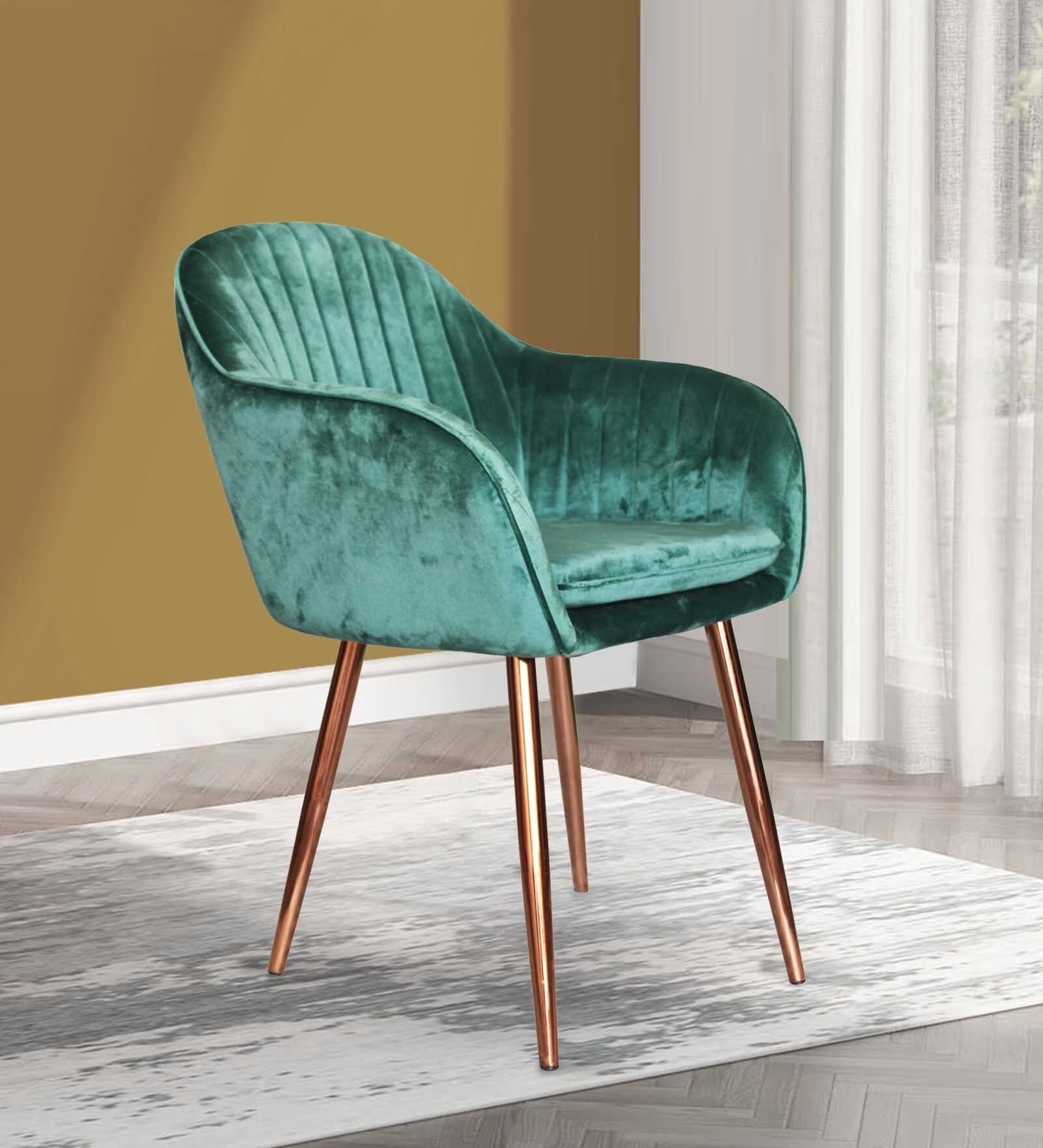  Buy Durant Velvet Chair In Teal Green Online in India | ApkaInterior