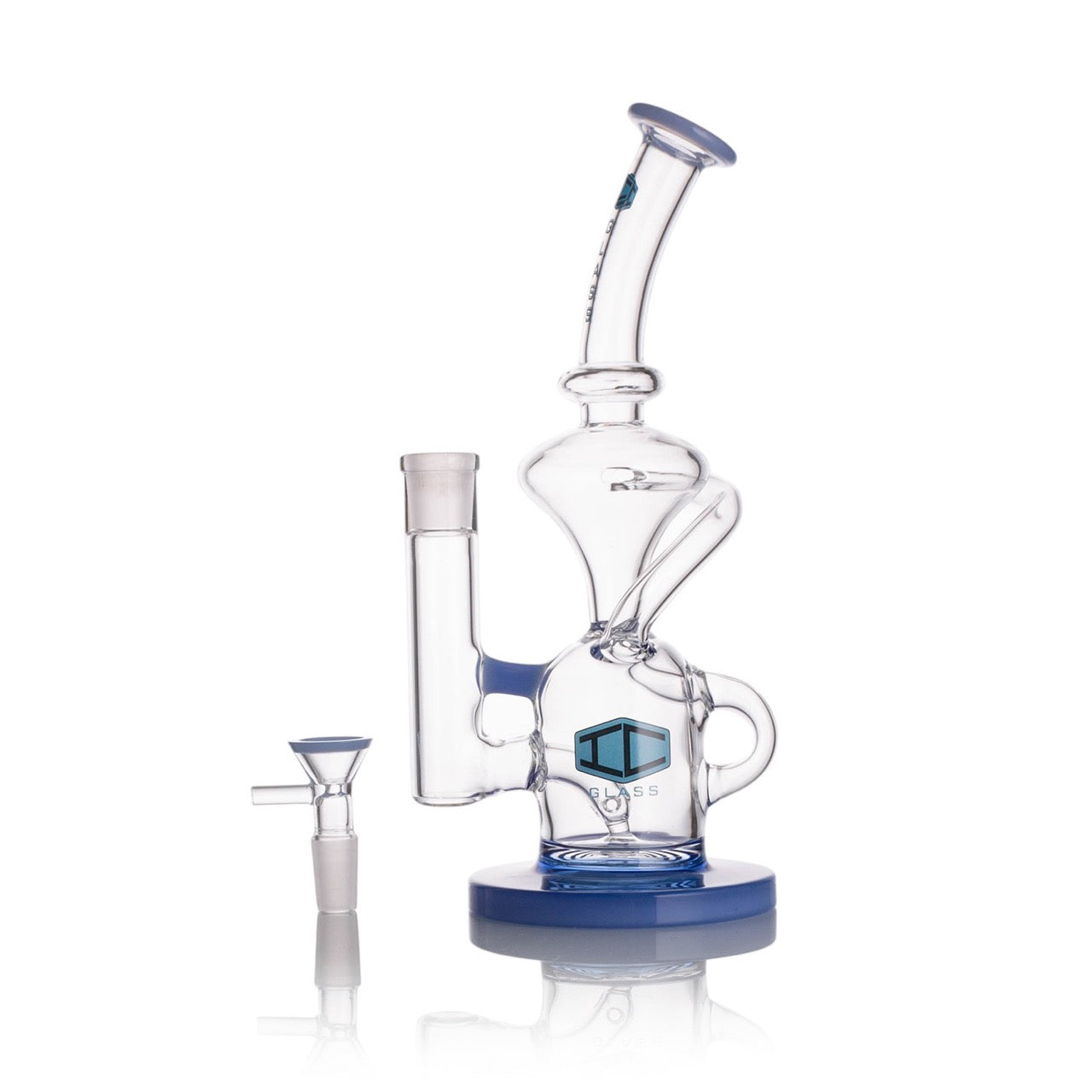  IC GLASS - 9.5 Inch clear recycler with colored base & colored lip| bowl piece included