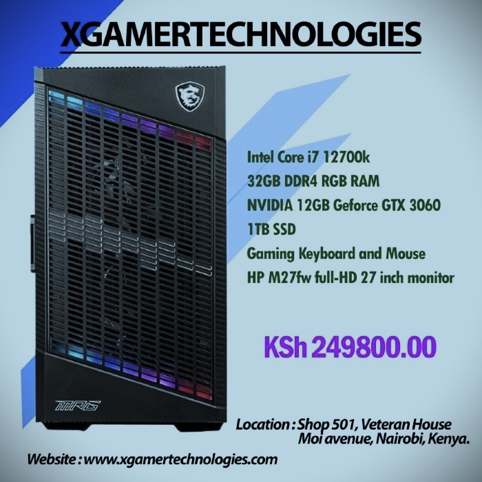  Intel core i7 12400k desktop with 32GB DDR4 RAM