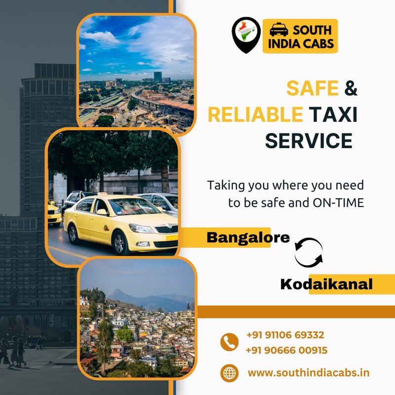  Bangalore to Kodaikanal Outstation Drop Taxi Cabs