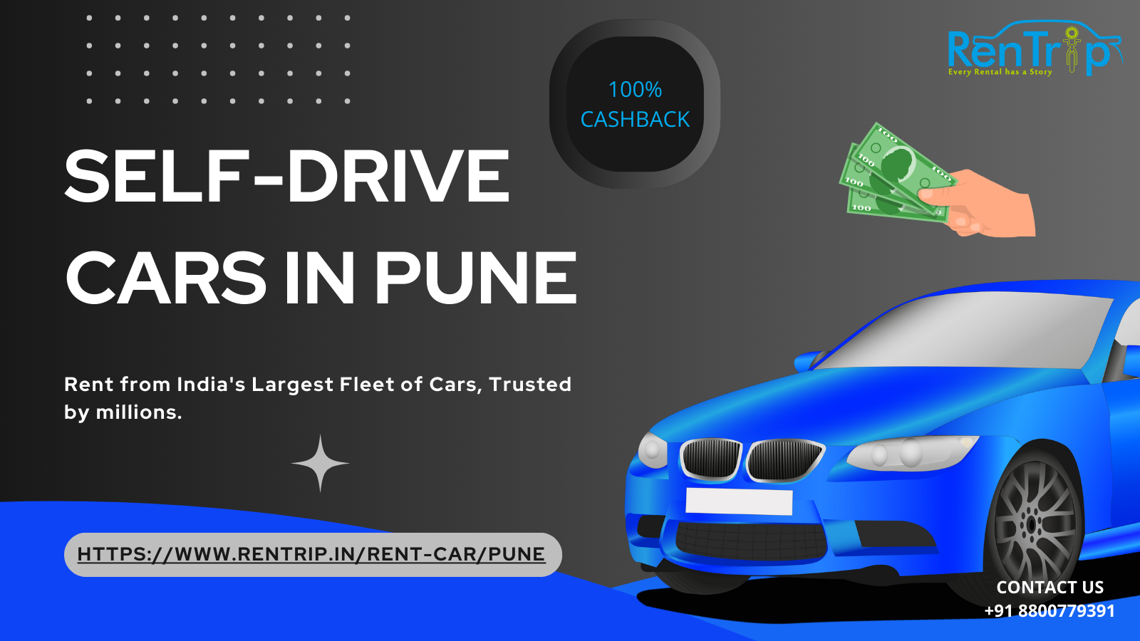  Car Rental in Pune - Flat 100% Cashback