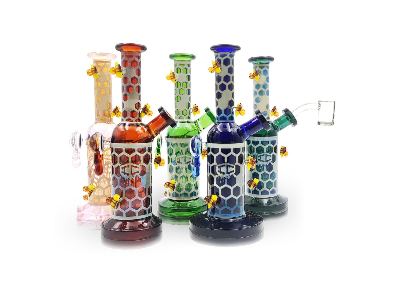  Buzzing Beauty: IC Glass Fumed Honeycomb Rig with Honeybees