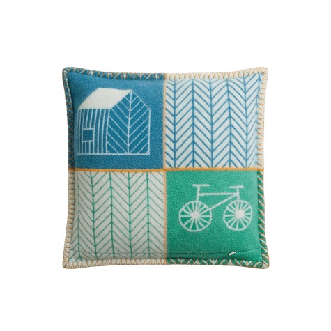  HERMES Avalon Les Cabanes Pillow blue / Menthe