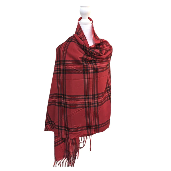  Reversible Pure Wool Plaids Scarf [Red]