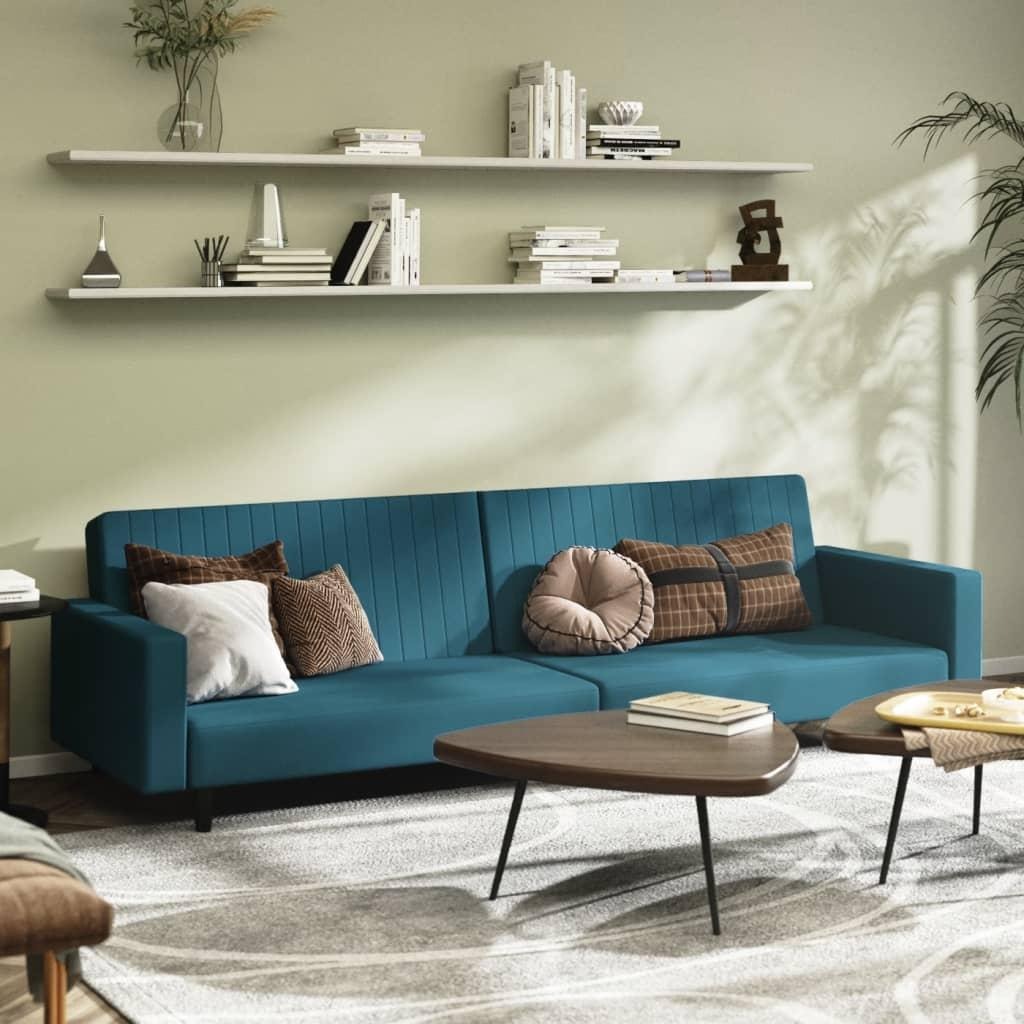  2-Seater Sleepers Sofa Bed Blue Velvet | Azilure