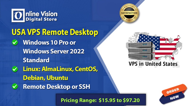  USA VPS Remote Desktop - Online Vision Digital Store