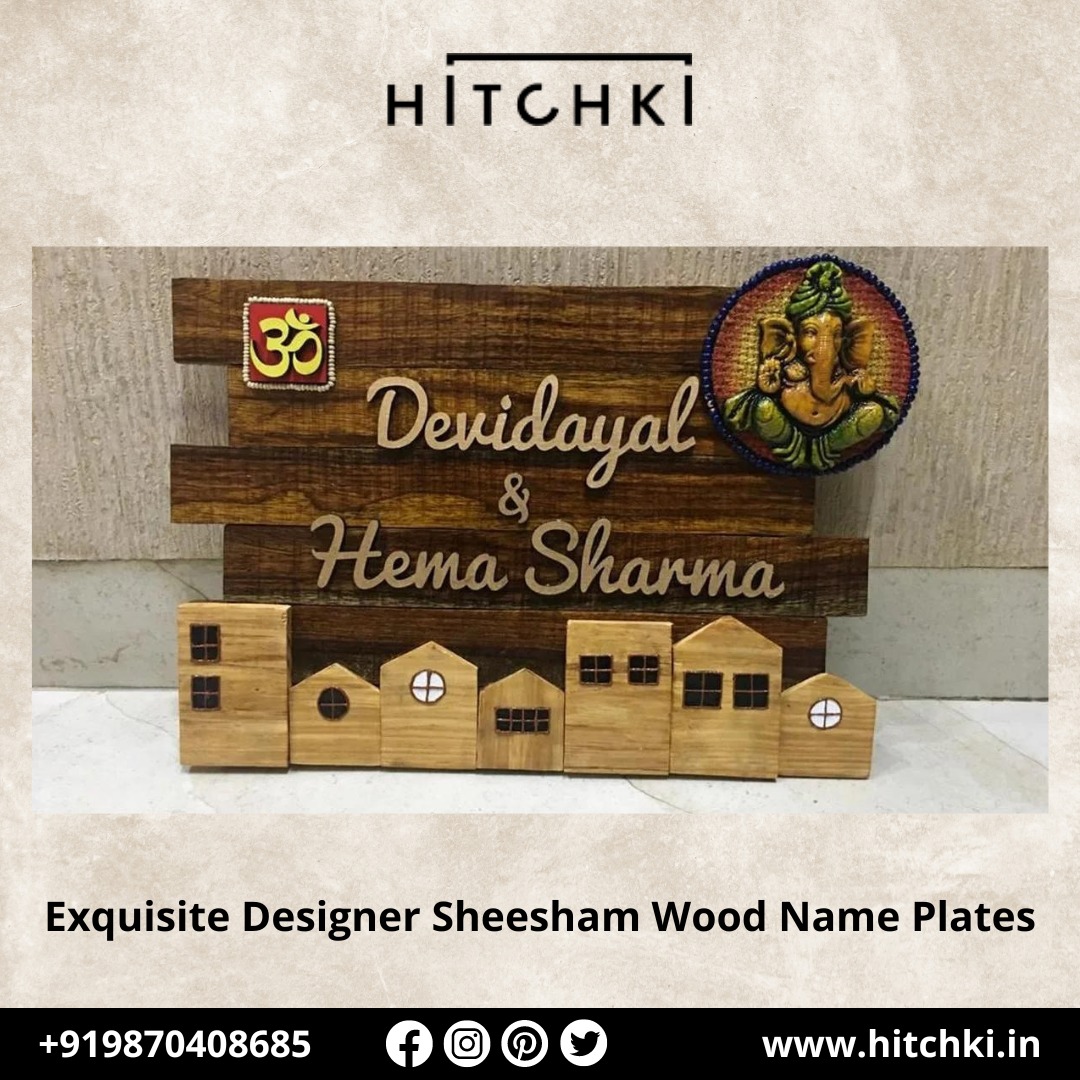  Exquisite Sheesham Wooden Name Plate from Hitchki