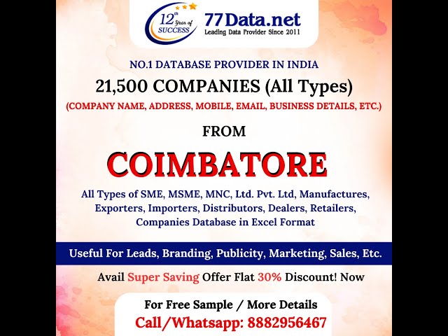  List of Manufacturing Companies in Coimbatore with Contacts