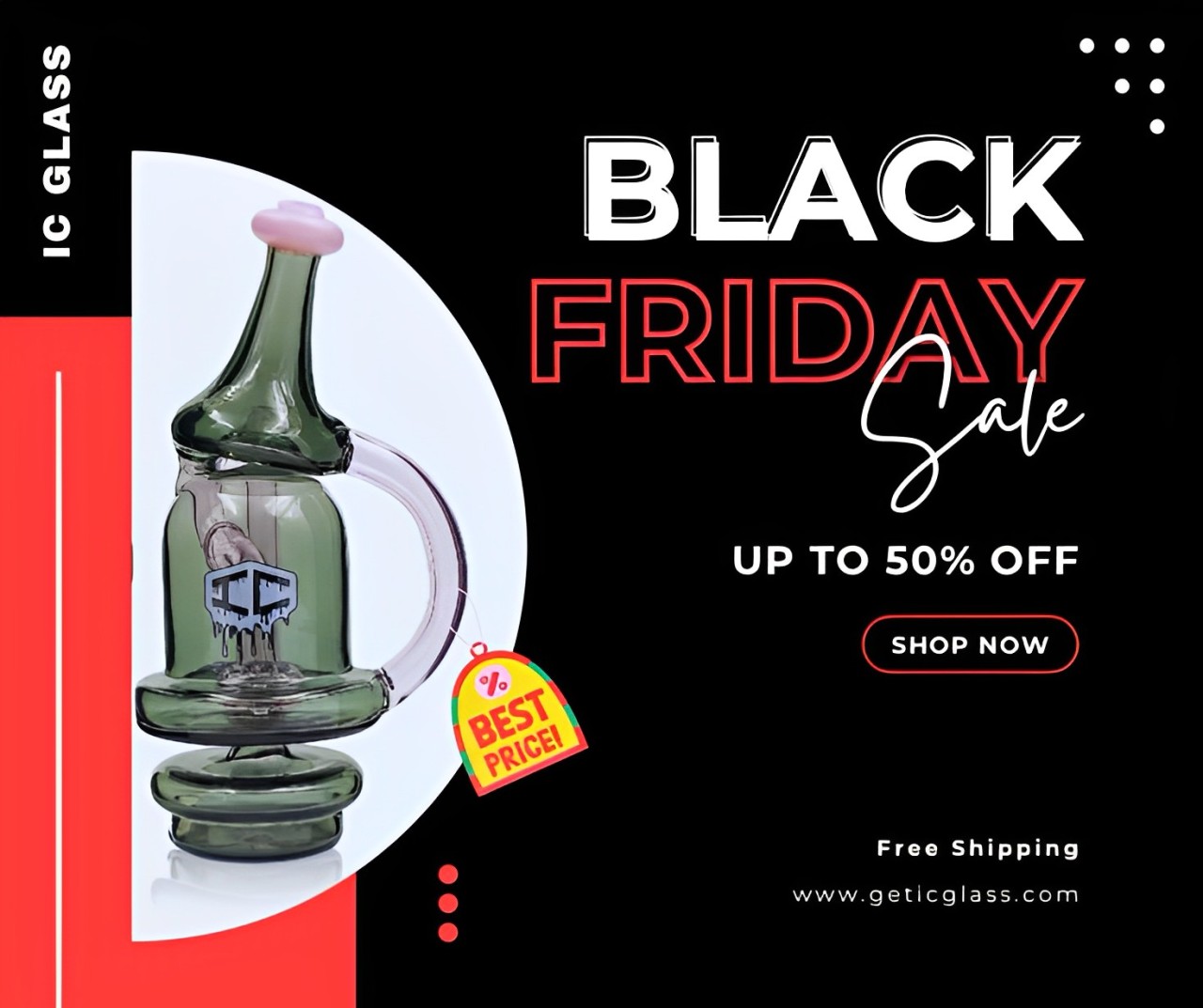  IC Glass Puffco Attachment with Disc Perc – Black Friday Steal!