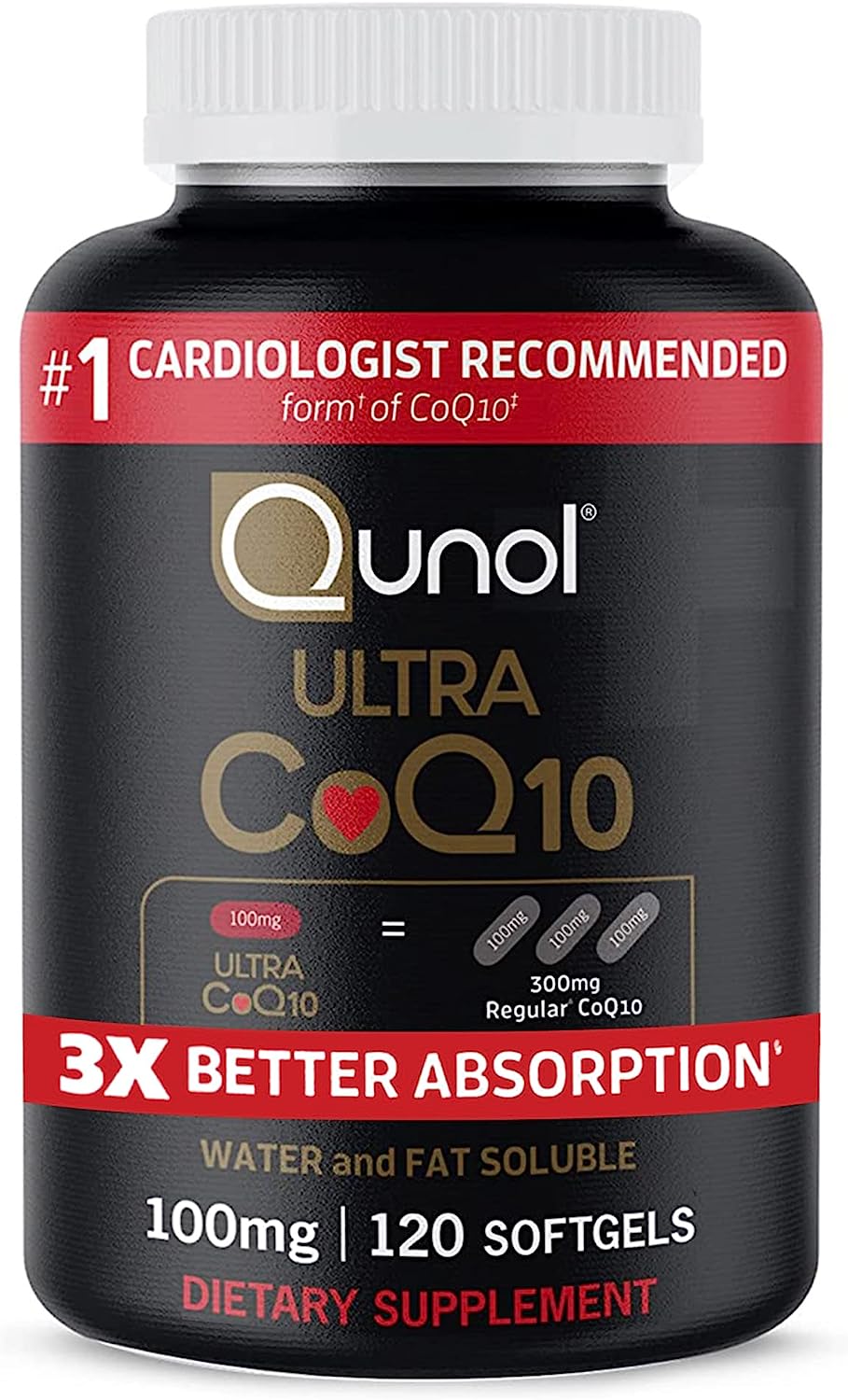  Qunol CoQ10 100mg Softgels, Qunol Ultra CoQ10 100mg, 3x Better Absorption, Antioxidant for Heart Health & Energy Production, nutritional , Vitamins and Supplements.