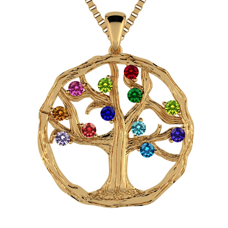  Tree of Life Birthstone Mothers Necklace for Women W/1-12 Stone