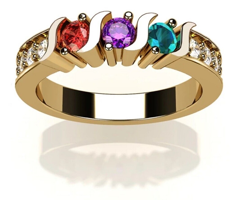  Celebrate Mom with Elegance: Mother's Day Ring with 1 to 6 Multi-Stones