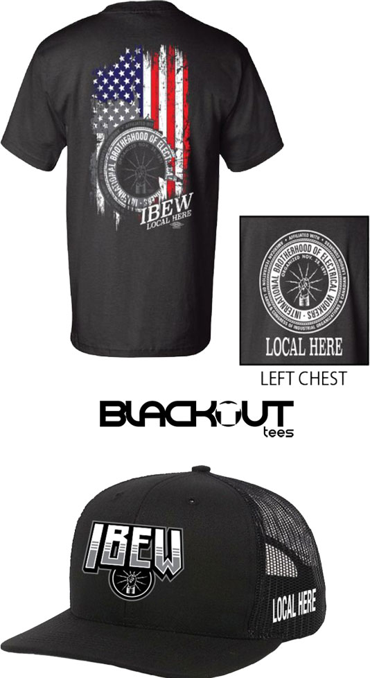  Premium-quality IBEW T-shirts and USA-made hats at Blackout Tees