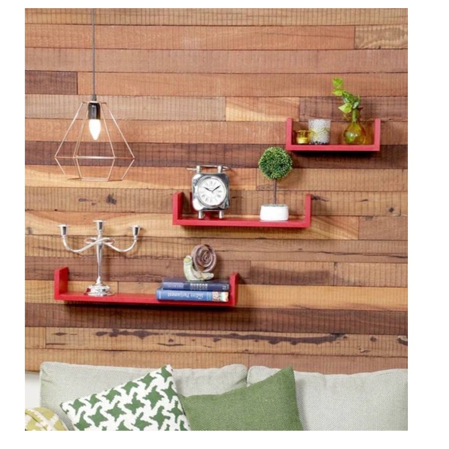  Buy Blanc Wooden U Shape Wall Shelf (Red) - Apkainterior