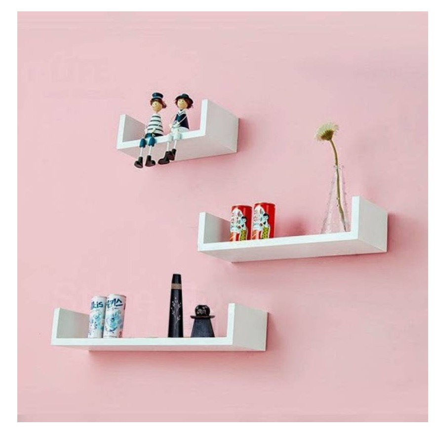  Ballon Wooden U Shape Wall Shelf In White