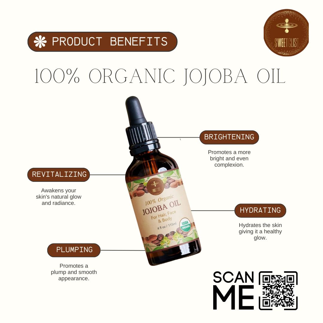  Benefits of SWEETGLIST 100% Organic Jojoba Oil