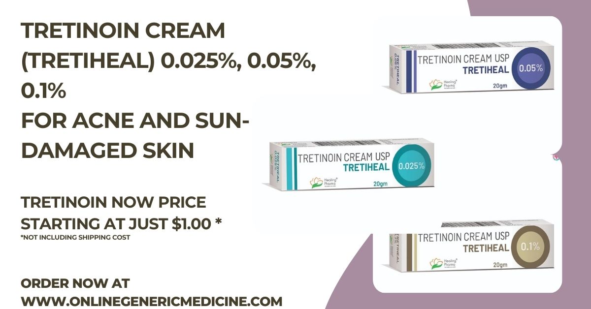  Tretinoin Cream (Tretiheal) For acne | Buy at Onlinegenericmedicine