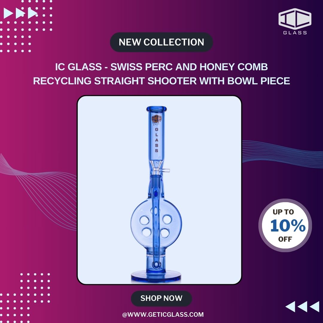  IC Glass Swiss Perc & Honey Comb Recycling Straight Shooter | New Year Sale!